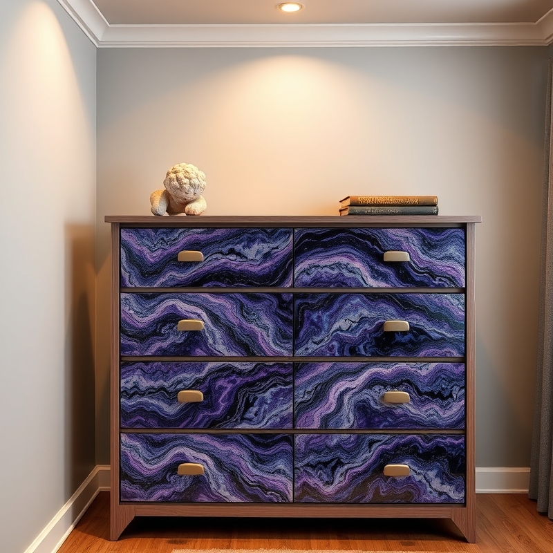 Dresser drawers covered in galaxy marble patterned film