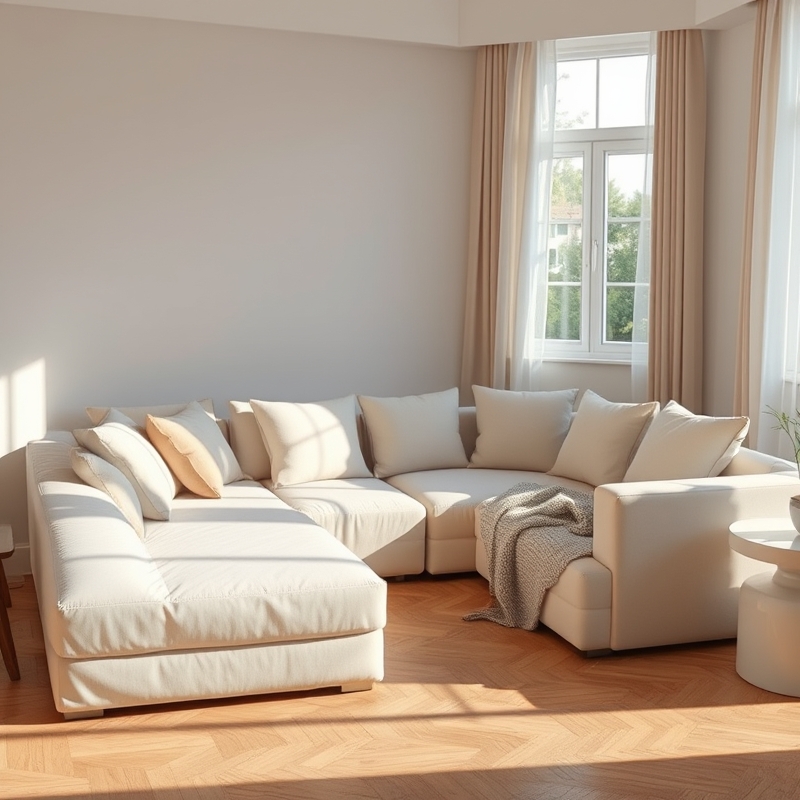 Contemporary modular sofa with neutral removable covers