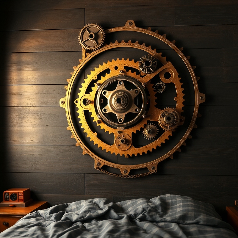 Decorative wall art made from bicycle gears