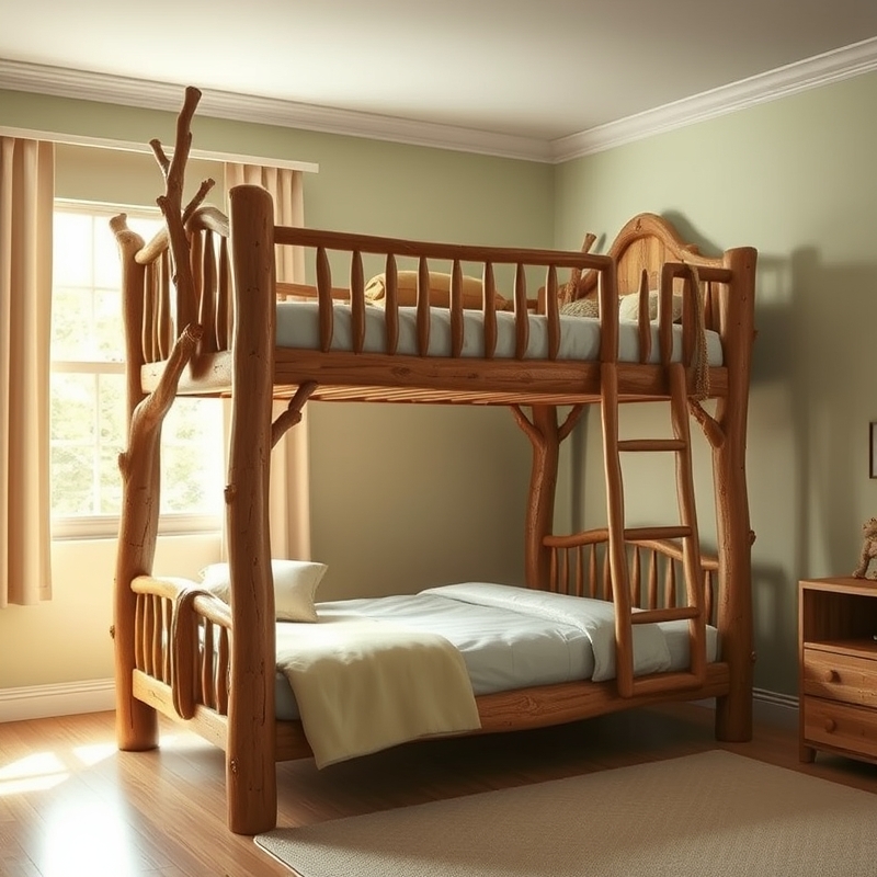 Bunk bed designed with tree branch aesthetic
