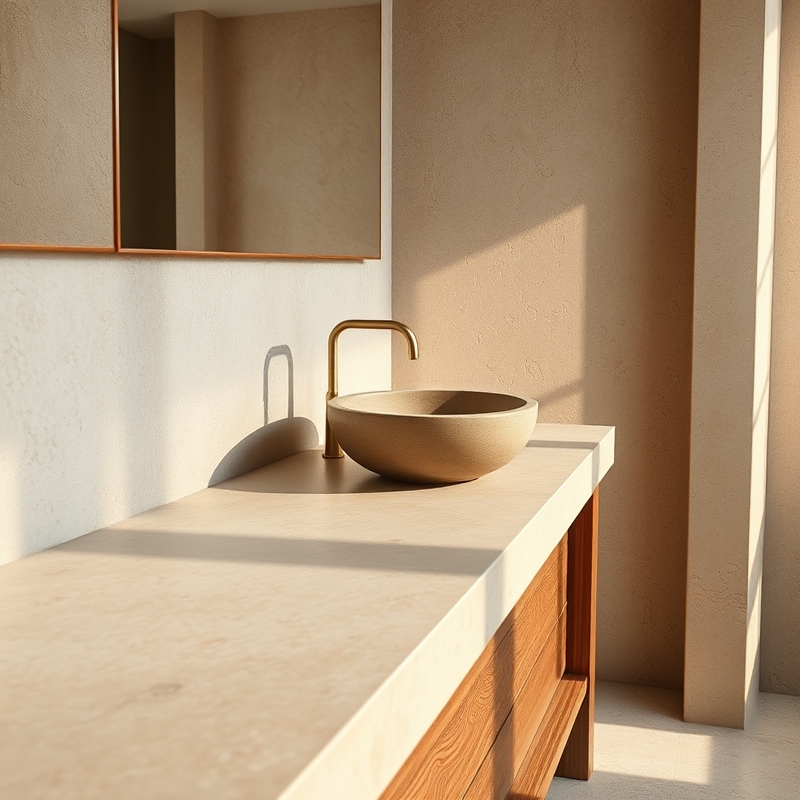 Textured concrete countertop with sandstone appearance