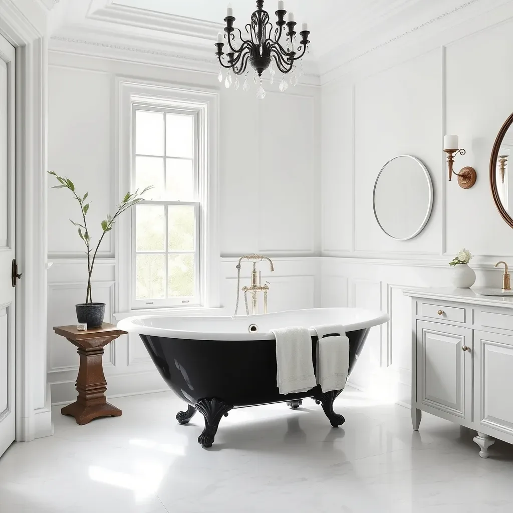 black clawfoot freestanding tub white bathroom elegant