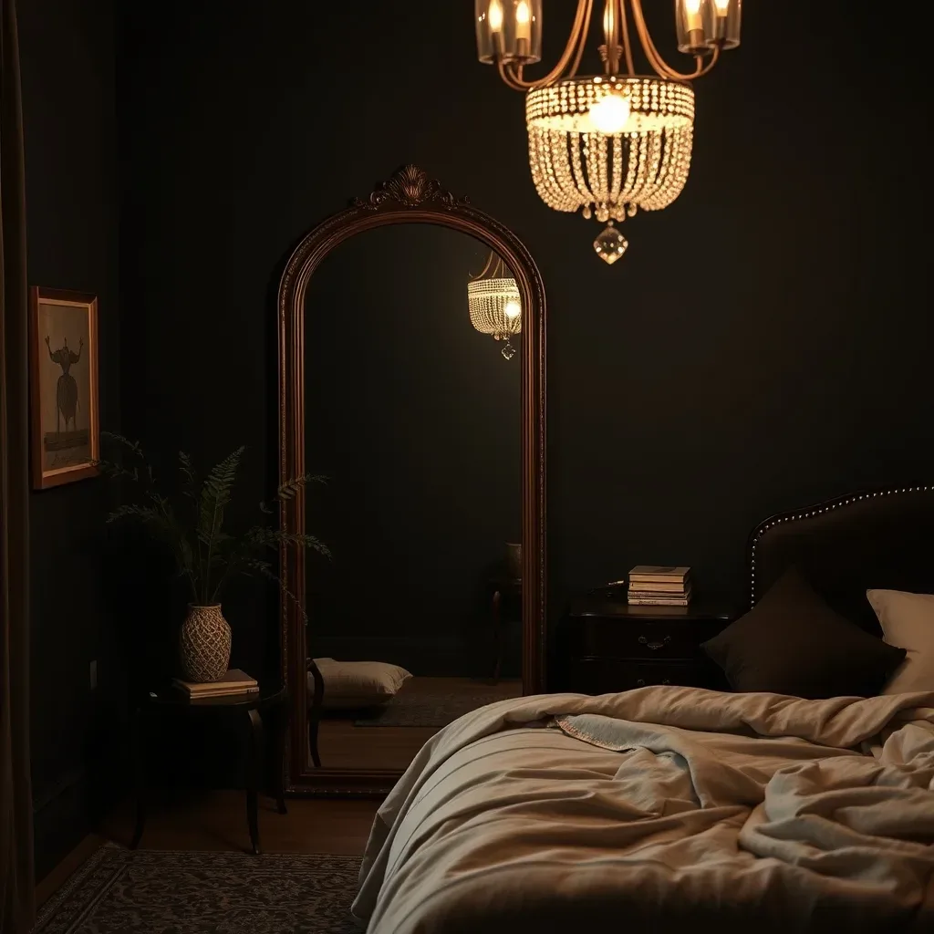 dark bedroom vintage mirror