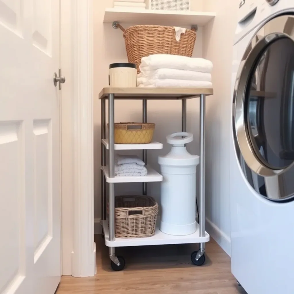 rolling cart storage laundry room slim gap between washer