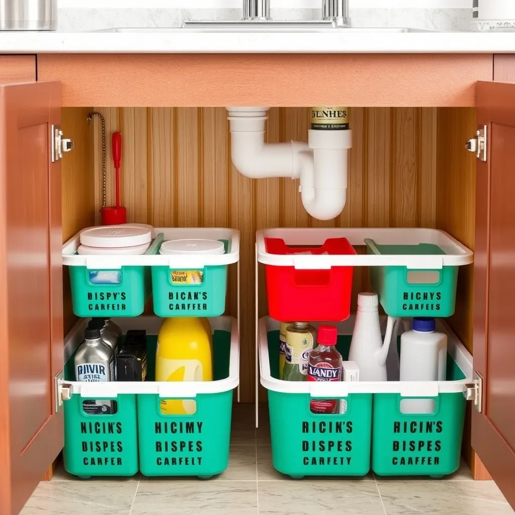 under sink kitchen organizer cabinet bins tidy storage