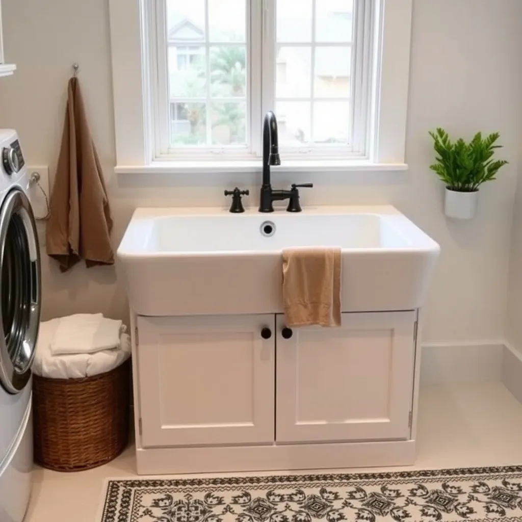 utility sink laundry room farmhouse ceramic deep white modern