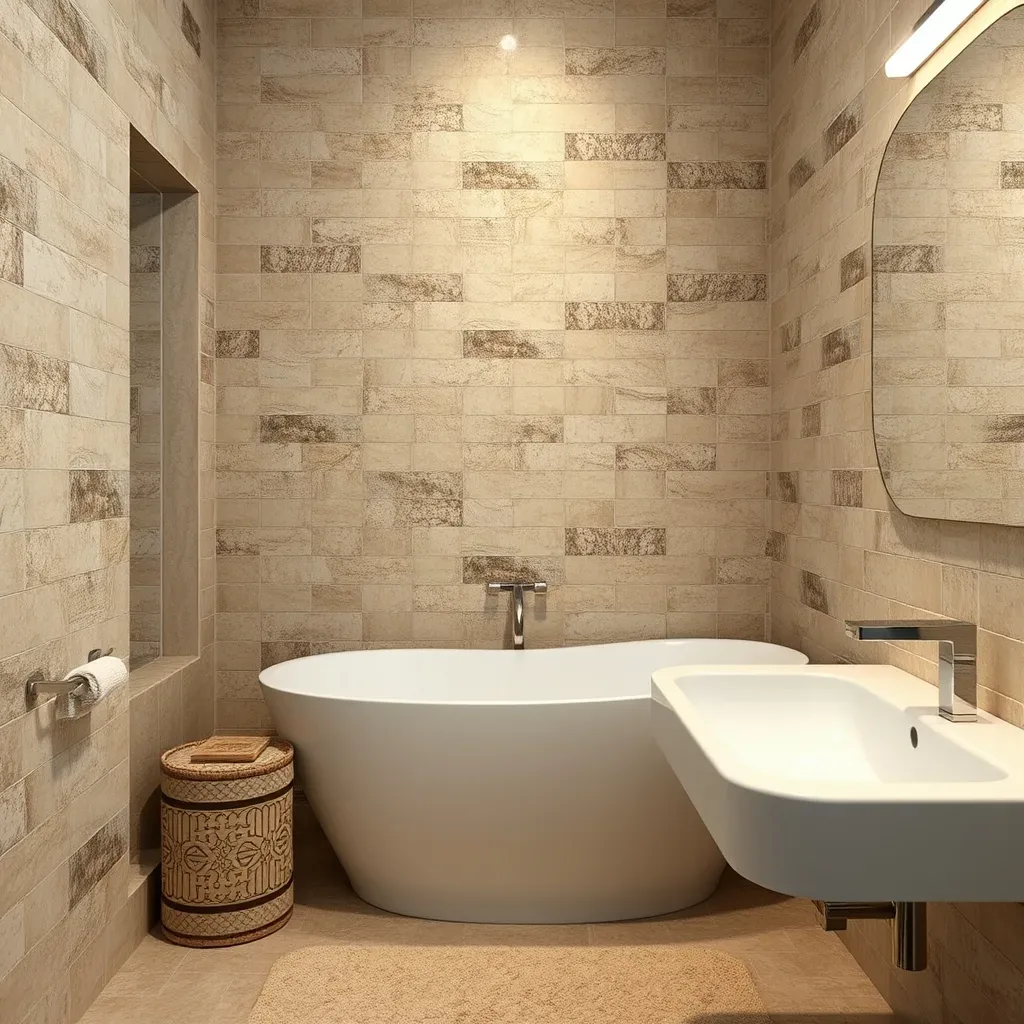 zellige handmade tile bathroom earthy shimmer texture