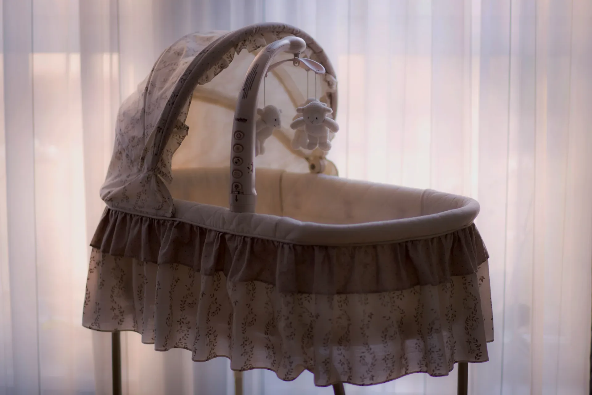 baby\'s white and black bassinet