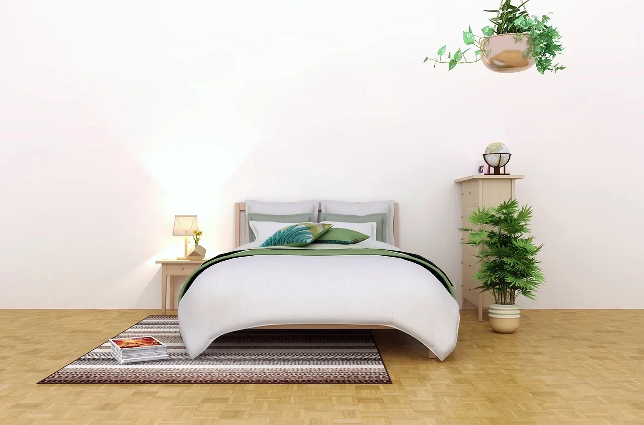 bedroom colorful bold patterned rug boho Moroccan