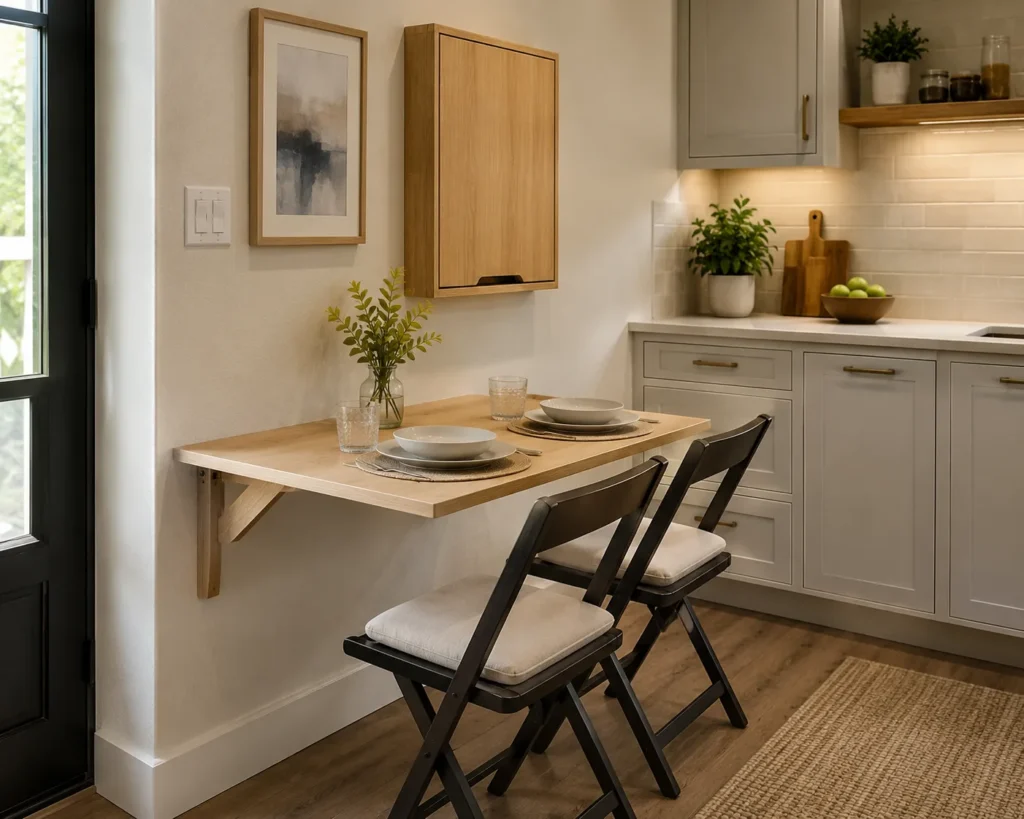 fold down drop leaf table small kitchen dining wall]