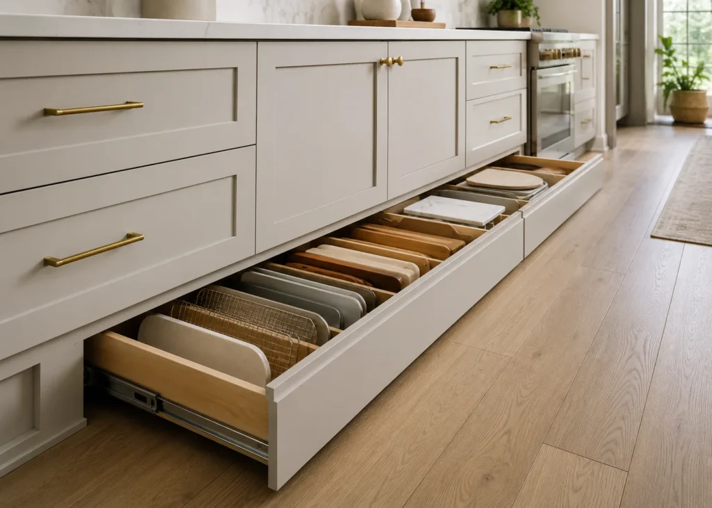 Hidden toe cabinet kitchen 
