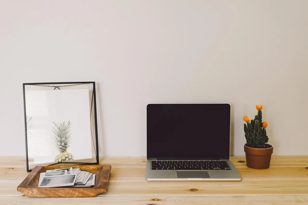 minimalist desk surface clean empty japandi home office