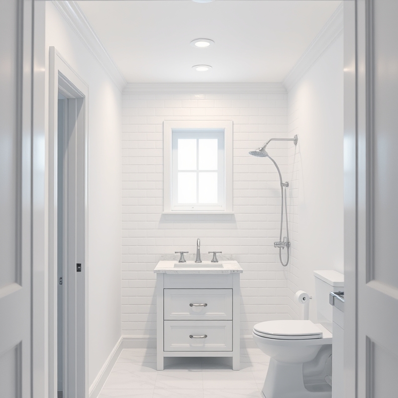 All-white bathroom with monochromatic color palette