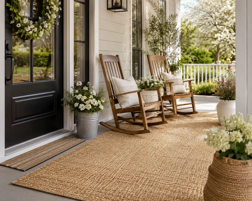  outdoor rug front porch spring woven natural jute