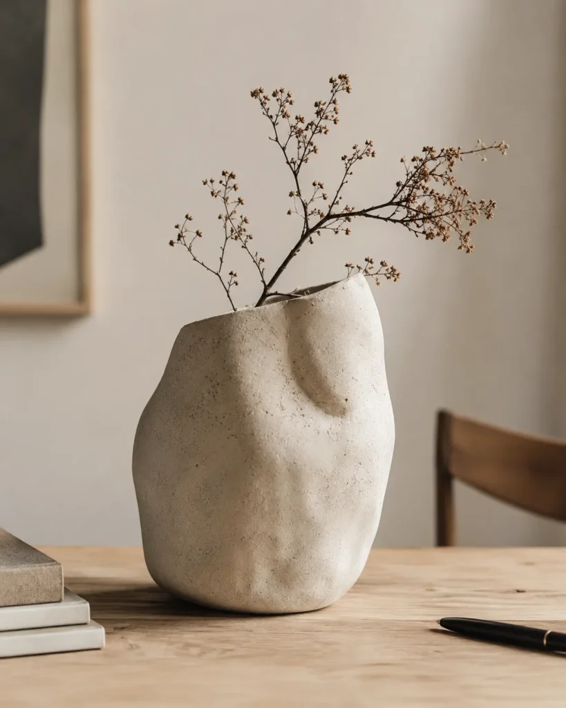 wabi sabi ceramic vase organic imperfect minimal decor home office